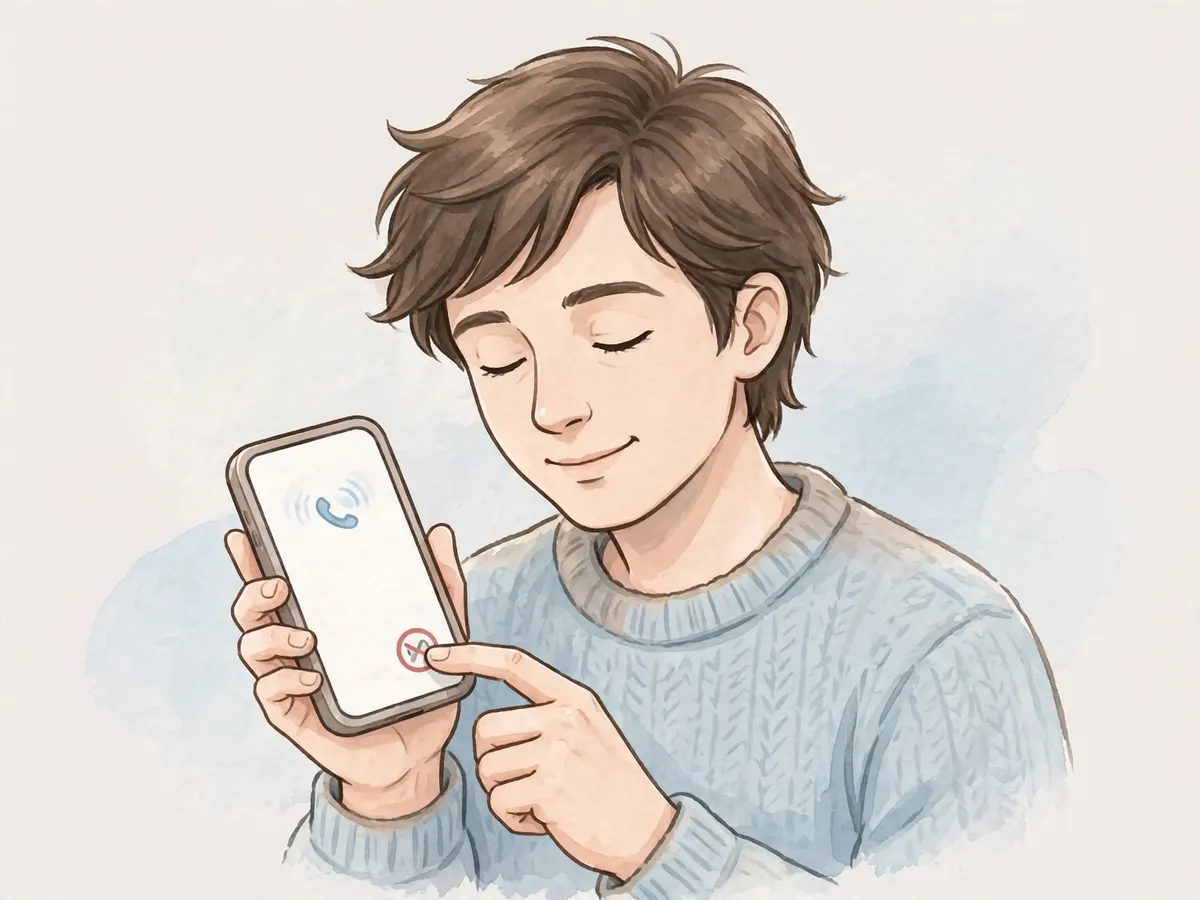 A person calmly declining an incoming call on a phone
