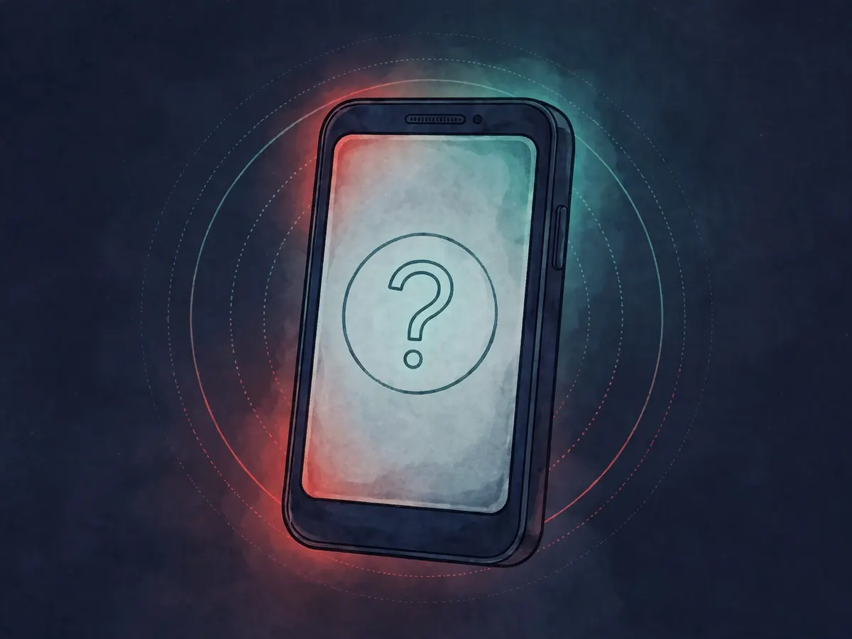 A phone with a question-mark caller and a warning glow