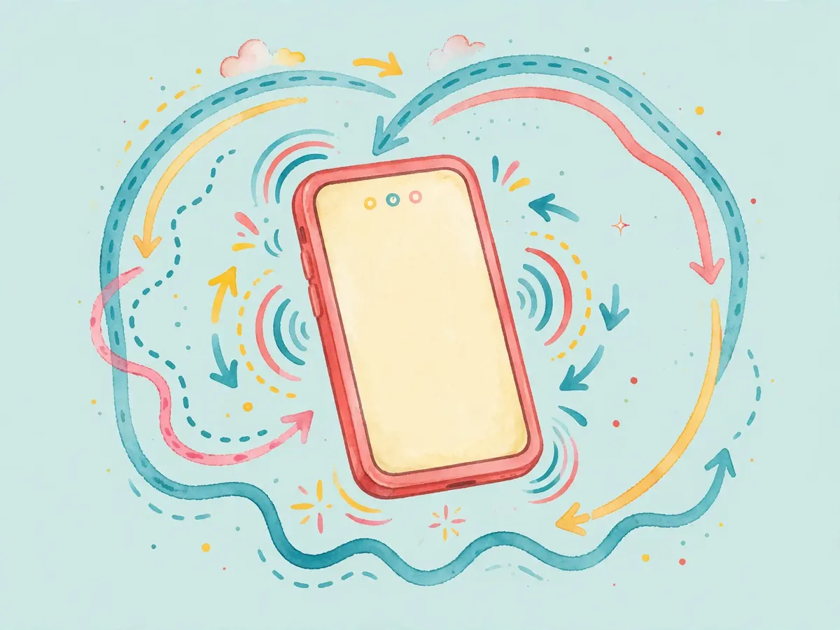 A phone with looping sound waves bouncing back into it, an echo test line